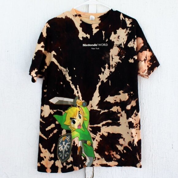 Nintendo World‎ Zelda Custom Bleach Tie Dye T-Shirt - Picture 1 of 4